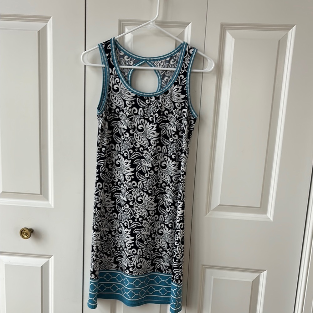 Floral Black and Blue Sleeveless Dress